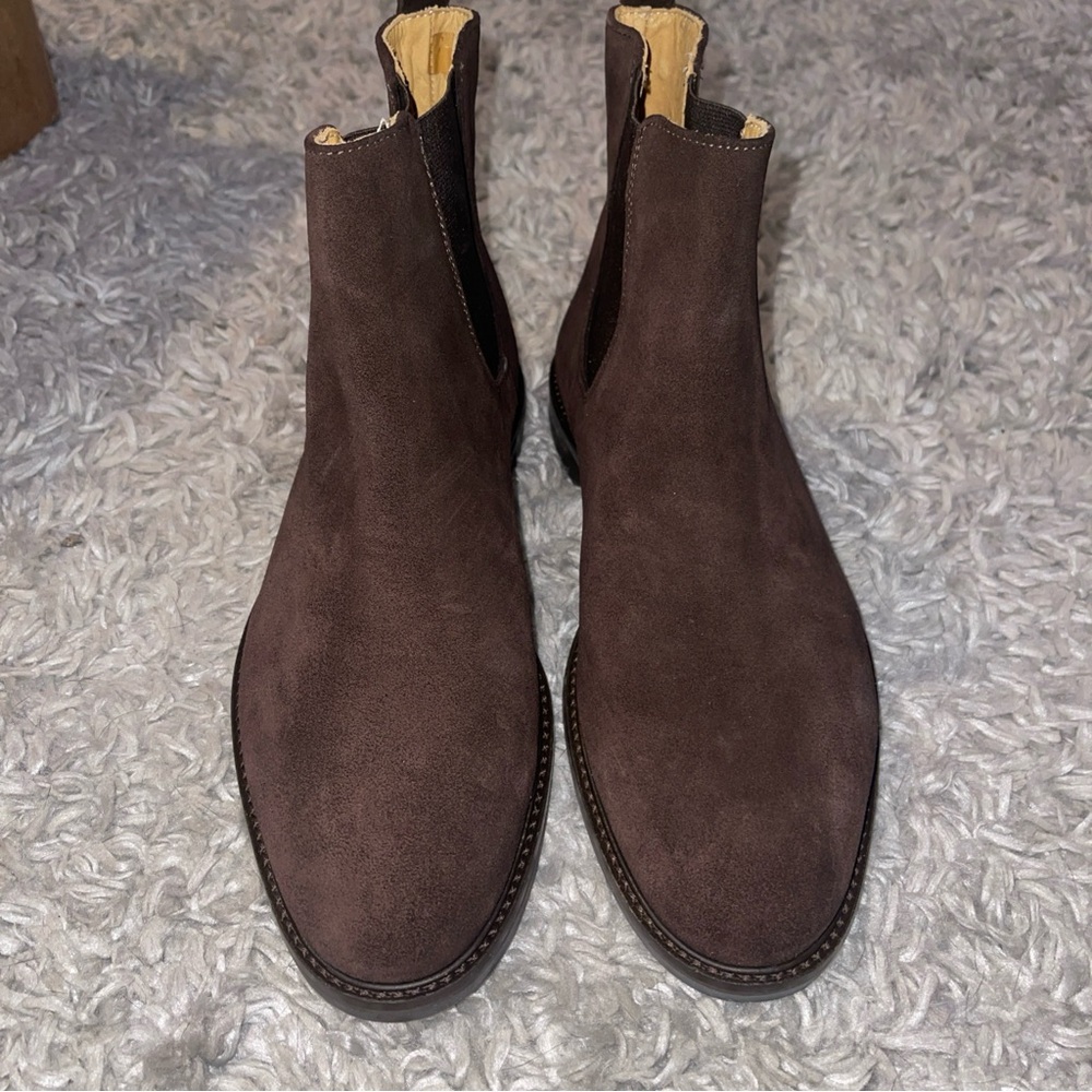 Polo Ralph Lauren Brown Calf Suede Chelsea Ankle Boots Made In Italy Sz 9.5D Men - Picture 8 of 14